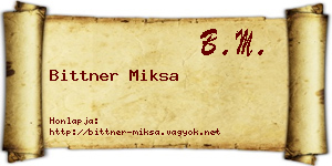 Bittner Miksa névjegykártya
